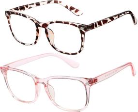 img 3 attached to Kid's Unbreakable Blue Light Blocking Glasses – 2 Pack: Transparent Pink & Leopard Design