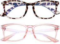 kid's unbreakable blue light blocking glasses – 2 pack: transparent pink & leopard design logo