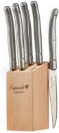 🔪 laguiole by flyingcolors steak knife set: 6-piece stainless steel knives with wood block and color handles for elegant dining experience logo