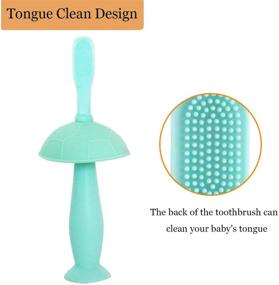 img 2 attached to 🦷 Baby Toothbrush 360 Degree Silicone Toothbrush with Teether & Finger Toothbrush - Replaceable Brush Head for Infants and Toddlers 2 Months-6 Years (Green/Pink/Blue)