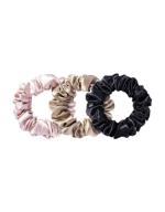 🎀 silk large scrunchies set - black, pink, caramel - 100% pure mulberry silk - hair-friendly elastic scrunchies for women (3 pack) logo