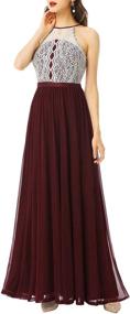 img 4 attached to 👗 Dressystar Halter Chiffon Bridesmaid Evening Dresses for Women's Clothing