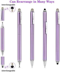 img 1 attached to Yacig 4-in-1 Capacitive Stylus Pen: High Sensitivity Touch Screen Stylus, Clear Disc Tip, 🖊️ Black Rubber Tip & Mesh Fiber Tip – Compatible with Universal Touch Screen Devices (Purple)