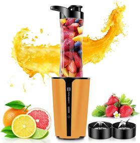 img 4 attached to 🍹 RANBEM Magic Bullet Blender - Powerful 300W Smoothie Maker, Portable Blender for Shakes and Smoothies, Juice Mixer - Personal Kitchen Blender with 20oz Bottle and 6oz Coffee/Spices Grinder Cup (Yellow)