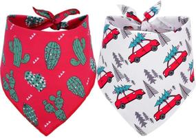 img 4 attached to 🎄 Festive Holiday Style: BoomBone Christmas Dog Bandana 2 Pack - Triangle Bibs Pet Scarf for Dogs and Cats, from Small to Large Breeds