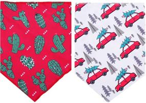 img 2 attached to 🎄 Festive Holiday Style: BoomBone Christmas Dog Bandana 2 Pack - Triangle Bibs Pet Scarf for Dogs and Cats, from Small to Large Breeds