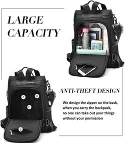 img 2 attached to Stylish & Secure Travel Companion: Anti-theft Waterproof Backpack Purse for Women – Black Large Bookbag Purse, Ideal for Travel, Daily use, and Shopping!