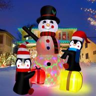 7ft h x 6ft w christmas inflatable decorations: zalalova 🎅 snowman with penguin gifts, led lights, xmas outdoors yard garden decors logo