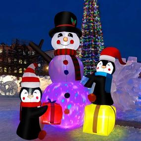 img 2 attached to 7ft H x 6ft W Christmas Inflatable Decorations: ZALALOVA 🎅 Snowman with Penguin Gifts, LED Lights, Xmas Outdoors Yard Garden Decors