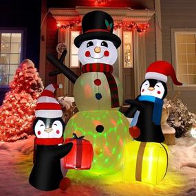 img 3 attached to 7ft H x 6ft W Christmas Inflatable Decorations: ZALALOVA 🎅 Snowman with Penguin Gifts, LED Lights, Xmas Outdoors Yard Garden Decors