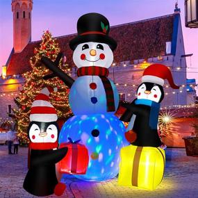 img 1 attached to 7ft H x 6ft W Christmas Inflatable Decorations: ZALALOVA 🎅 Snowman with Penguin Gifts, LED Lights, Xmas Outdoors Yard Garden Decors