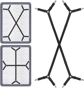 img 4 attached to 🔒 Adjustable Triangle Bed Sheet Fasteners – Elastic Suspenders Gripper Straps for Mattress Covers, Sofa Cushions, and More