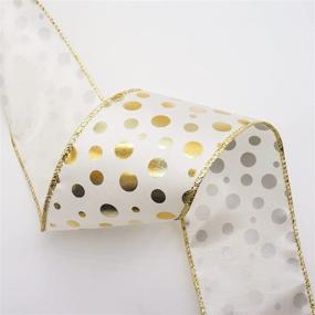 img 1 attached to 🎀 Wired Ivory Satin Ribbon with Bronzing Dots - 2.5" x 10YDS | Ivory/Gold, by CT CRAFT LLC