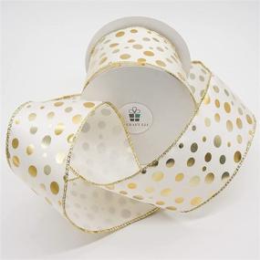 img 3 attached to 🎀 Wired Ivory Satin Ribbon with Bronzing Dots - 2.5" x 10YDS | Ivory/Gold, by CT CRAFT LLC