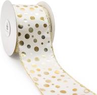 🎀 wired ivory satin ribbon with bronzing dots - 2.5" x 10yds | ivory/gold, by ct craft llc logo