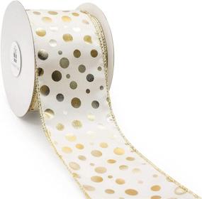 img 4 attached to 🎀 Wired Ivory Satin Ribbon with Bronzing Dots - 2.5" x 10YDS | Ivory/Gold, by CT CRAFT LLC