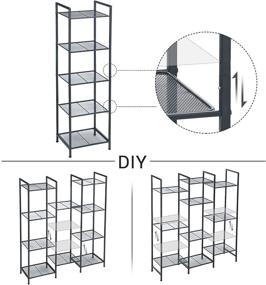 img 2 attached to SONGMICS UBSC35BK: Versatile 5-Tier Bathroom Shelf & Extendable Plant Stand, Industrial Style Storage Rack for Living Room, Balcony, and Kitchen - Black