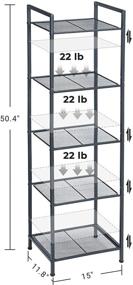 img 1 attached to SONGMICS UBSC35BK: Versatile 5-Tier Bathroom Shelf & Extendable Plant Stand, Industrial Style Storage Rack for Living Room, Balcony, and Kitchen - Black