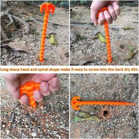 img 1 attached to 🏖️ Orange Heavy Duty 10 inch Screw Shape Beach Tent Stakes - Set of 8 Pack Canopy Anchors