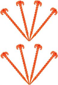 img 4 attached to 🏖️ Orange Heavy Duty 10 inch Screw Shape Beach Tent Stakes - Set of 8 Pack Canopy Anchors