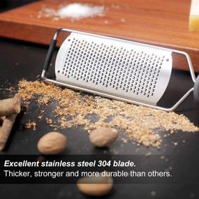 img 2 attached to 🍋 Raniaco Stainless Steel Lemon Zester & Citrus Grater - Flat Kitchen Grater for Cheese, Lemon, Garlic, Chocolate - Soft Protective Cover, Rubber Base - Long Handheld Grater