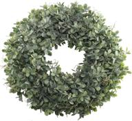 🎄 nahuaa faux boxwood wreath 18 inches - christmas decor, front door farmhouse wreath, artificial green leaves - xmas, home wedding gift, winter decoration логотип