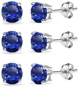 img 3 attached to 💎 Sapphire Stud Earrings for Women and Teens in Round-Cut Sterling Silver