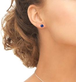 img 1 attached to 💎 Sapphire Stud Earrings for Women and Teens in Round-Cut Sterling Silver