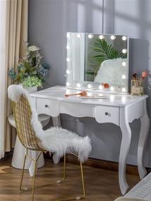 img 2 attached to 💄 LUXFURNI Vanity Mirror: Large Hollywood Lighted Makeup Mirror with 18 LED Bulbs for Bedroom, Tabletop & Wall Mounted - White