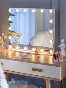 img 4 attached to 💄 LUXFURNI Vanity Mirror: Large Hollywood Lighted Makeup Mirror with 18 LED Bulbs for Bedroom, Tabletop & Wall Mounted - White