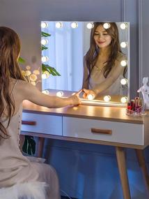 img 3 attached to 💄 LUXFURNI Vanity Mirror: Large Hollywood Lighted Makeup Mirror with 18 LED Bulbs for Bedroom, Tabletop & Wall Mounted - White