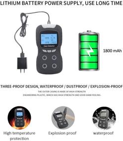 img 2 attached to 🔥 Portable 4-Gas Detector Alarm Handheld: O2, H2S, EX, CO. Professional Gas Monitor Analyzer Sniffer Meter Battery Operated (Black)