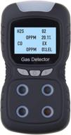 🔥 portable 4-gas detector alarm handheld: o2, h2s, ex, co. professional gas monitor analyzer sniffer meter battery operated (black) logo