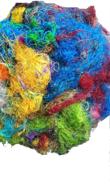 🧶 knitsilk multicolor recycled sari silk yarn fiber threads batts - 200 grams / 7 oz - ideal for spinning, blending, and felting logo