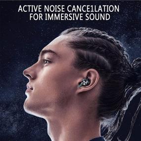 img 1 attached to 🎧 Waterproof Wireless Earbuds with Active Noise Cancelling, Touch Control and Wireless Charging Case - Immersive Sound, Deep Bass - Black