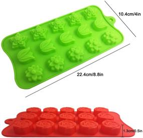 img 2 attached to 🍫 4-Pack Flower Shaped Chocolate Candy Molds Set - DanziX Silicone Baking Mold with 15 Cavities - Ice Cube Tray for Weddings, Festivals, Parties, and DIY Crafts - Green, Blue, Red, and Purple