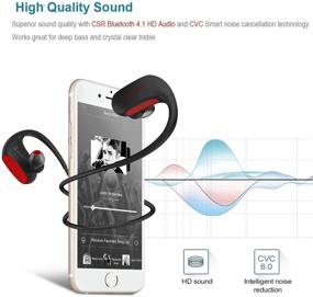 img 1 attached to 🎧 Premium Wireless Earphones: Neckband Bluetooth Headphones with IPX7 Waterproof Rating, 24 H Playtime, Deep Bass Stereo, Noise Cancelling Headset for Sports - Black/Red