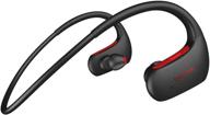 🎧 premium wireless earphones: neckband bluetooth headphones with ipx7 waterproof rating, 24 h playtime, deep bass stereo, noise cancelling headset for sports - black/red logo
