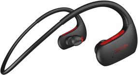 img 4 attached to 🎧 Premium Wireless Earphones: Neckband Bluetooth Headphones with IPX7 Waterproof Rating, 24 H Playtime, Deep Bass Stereo, Noise Cancelling Headset for Sports - Black/Red