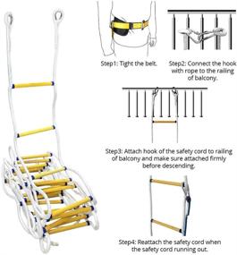 img 2 attached to 🧯 QWORK 32 FT Fire Ladder for Emergency Use - Resistant Safety Rope Escape Solution with Carabiners, Safety Cord & Belt - Fast Deployment in Fires for 3-4 Story Buildings