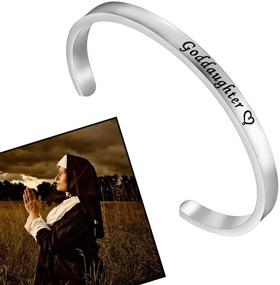 img 2 attached to 🌸 Cherish the Moment: FEELMEM Girls First Communion Bracelet Goddaughter Cuff Bangle for a Memorable Bond