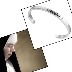 img 3 attached to 🌸 Cherish the Moment: FEELMEM Girls First Communion Bracelet Goddaughter Cuff Bangle for a Memorable Bond