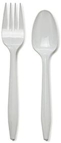 img 2 attached to Disposable Plastic Cutlery Set - 100 Forks and 100 Spoons - Convenient and Practical