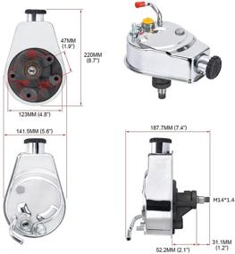 img 1 attached to 🔧 PTNHZ Saginaw Power Steering Pump P Series 5/8'' Keyway Pulley Shaft Chrome Street/Hot Rod Reservoir Gearbox Replacement for 1966-1974 GM Chevy Chevrolet