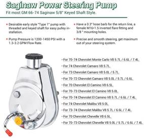 img 3 attached to 🔧 PTNHZ Saginaw Power Steering Pump P Series 5/8'' Keyway Pulley Shaft Chrome Street/Hot Rod Reservoir Gearbox Replacement for 1966-1974 GM Chevy Chevrolet