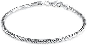 img 2 attached to 🔗 Stylish & Durable 925 Sterling Silver Snake Chain Bracelet: Perfect Fit for European Charm Beads, Ideal for Women & Teens (7, 8, 9 Inch)