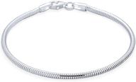 🔗 stylish & durable 925 sterling silver snake chain bracelet: perfect fit for european charm beads, ideal for women & teens (7, 8, 9 inch) logo