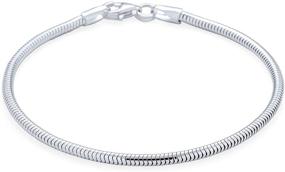 img 4 attached to 🔗 Stylish & Durable 925 Sterling Silver Snake Chain Bracelet: Perfect Fit for European Charm Beads, Ideal for Women & Teens (7, 8, 9 Inch)