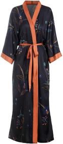 img 4 attached to 💐 Aensso Lightweight and Soft Floral Bridal Robe - Long Silky Kimono Robes for Women