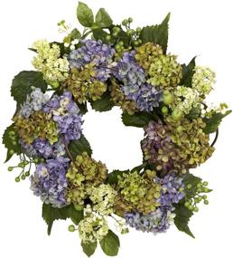 img 3 attached to 🌺 Vibrant Purple/Green Hydrangea Wreath (22-Inch) - Nearly Natural 4781: Beautiful & Lifelike Floral Decor